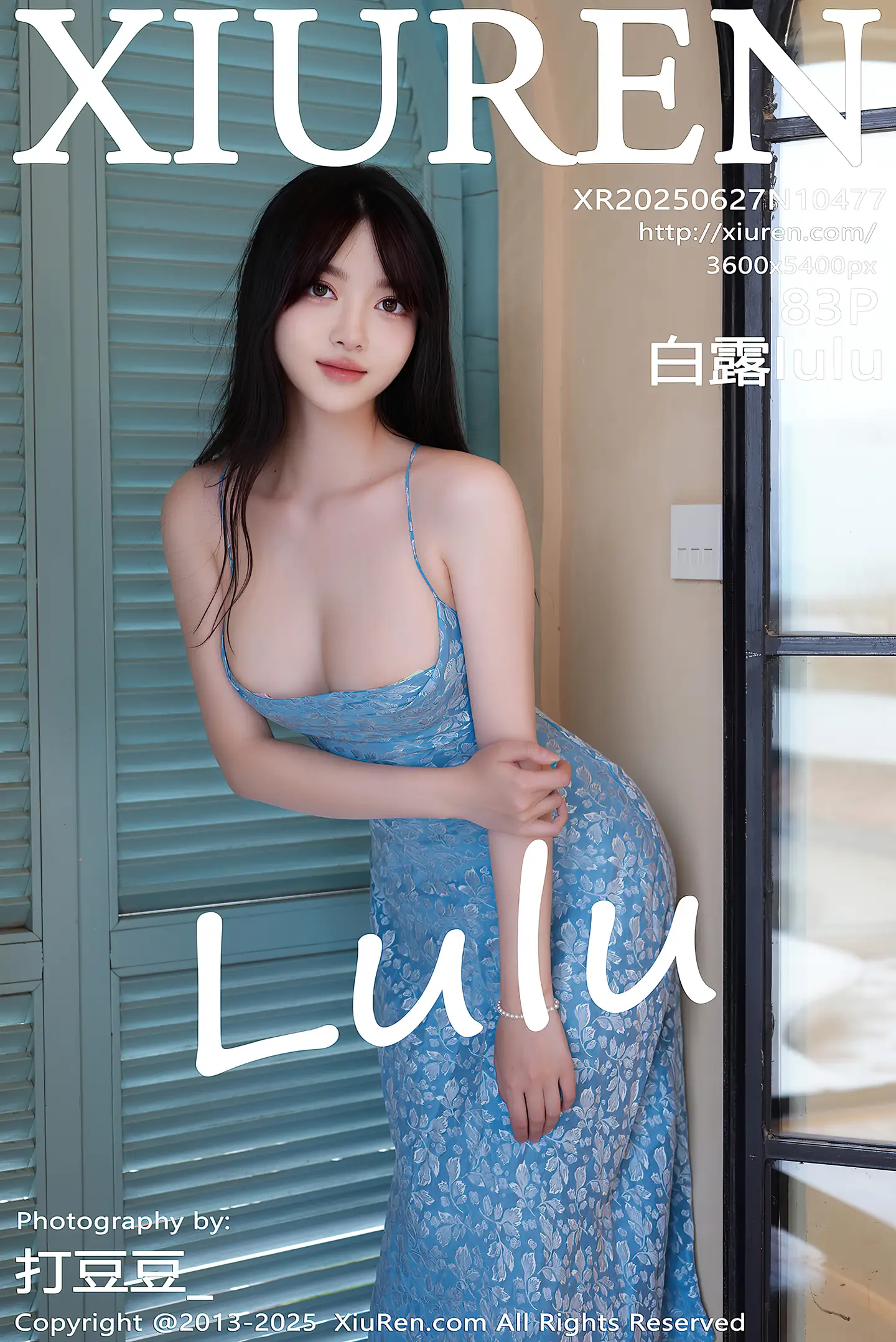 [XiuRen秀人网] VOL.10477 模特白露lulu私房性感蓝色吊带长裙半脱秀苗条曼妙身材诱惑写真83P-秀人网官方网站